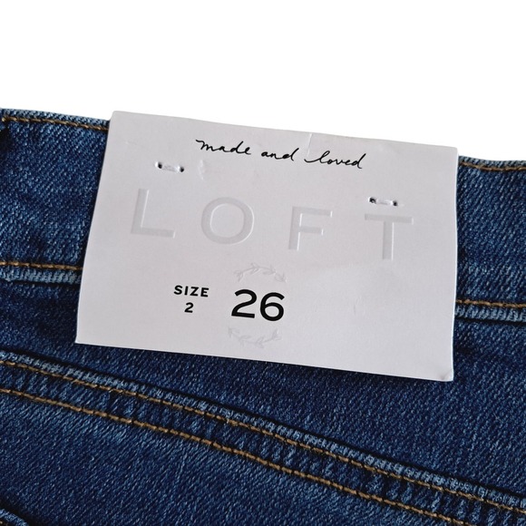 LOFT Womens Dark Wash Cuffed Denim Shorts Size 2 26 New With Tags 497001 - Picture 3 of 7